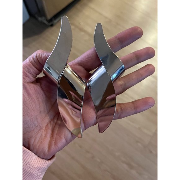 Big Silver earrings large metal huge bold statement earrings , chunky  pierced - Picture 5 of 7